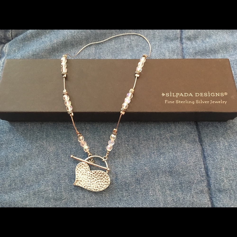 SILPADA 925  Toggle Heart & Crystal Necklace